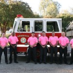 Fire fighters wear pink